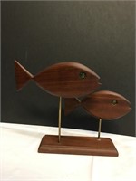 Artist Signed Wooden Fish Sculpture