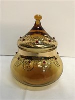 Fancy Decorated Lidded Crystal Candy Dish