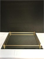 Mirrored Plateau with Brass Gallery