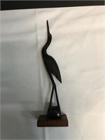 Carved Bird Figure on Wooden Stand
