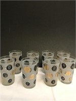 Set of (8) Mid-Century (MCM) Coin Glasses