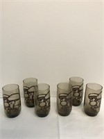 Set of (6) Mushroom Themed Glasses