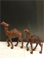 (2) Carved Wooden Camels