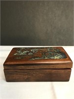 Asian Themed Inlaid Wooden Trinket Box
