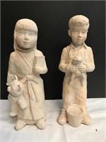 (2) Tall Statues of a Boy and a Girl