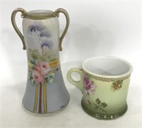 Vintage hand painted vase & mug