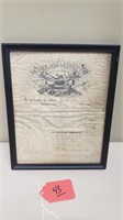 1839 Troy NY Fireman's Certificate