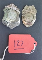(2) Massachusetts Fire Badges (1) STERLING