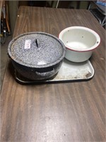 Enamel Mixing Bowl, Pot & Tray