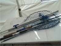 15 foot extension fishing net and 2 poles