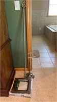 Bathroom scale, paper holder and curtain rod