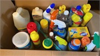 Box lot of misc cleaners.   Some mostly full or