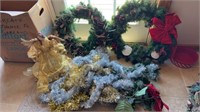 Christmas wreaths , angel tree topper and