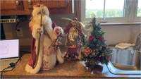 Mauve colored Santa,  Angel tree topper and small