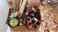 Lot of assorted wrapping paper ribbon and bags