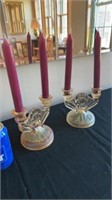 Iris & herringbone candlesticks