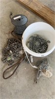 Bucket of chain & hooks