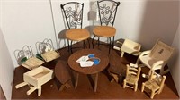 D2)Dolls: Doll furniture - table & chairs, chairs,