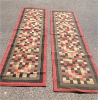 NW) TWO CARPET RUNNERS, 24" X 96", CHECKER PATTERN