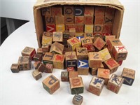 box of vintage wood blocks