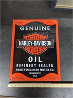 Harley-Davidson oil tin sign
