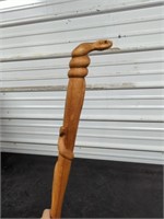 Carved wood snake walking stick