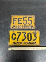 Pair 30 & 34 PA License plates