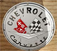 Round Metal Chevrolet Corvette Repro Sign