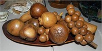 MCM Wood Carved Fruit on Platter