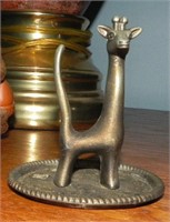 Vtg Brass Giraffe Ring Holder