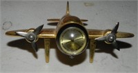 Vtg Timex Metal Brass Propeller Airplane Desk