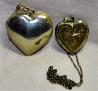 (2) Vintage Sterling Silver Heart Lockets