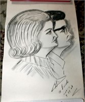 1968 Mexico Signed Caricature Drawing