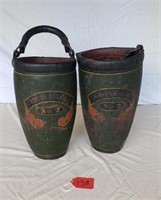 Pair of Early Leather Fire Buckets