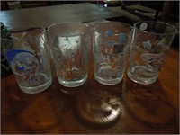 4 Disney Themed Drinking Glasses
