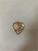heart with rose necklace charm