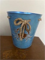 Small blue metal crab basket