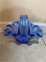 Blue glass basket