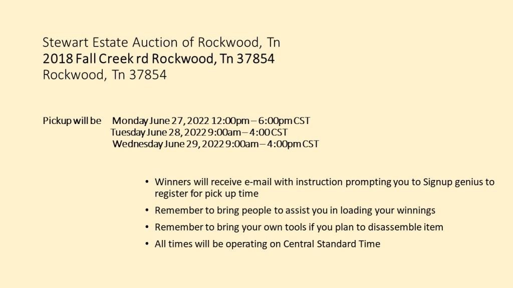 Stewart Estate Auction of Rockwood, TN
