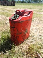 Red Metal Army Gas Can / 3/4 Full