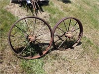 (2) Antique Spoke Wheels - 26" Diameter