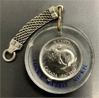 1967 Lucky Rabbit Nickel Keychain