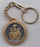 1963 Canada Gold Plated 50 Cent Keychain