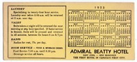1953 Admiral Beatty Hotel Ink Blotter