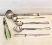 Stainless Steel ladels, spoons, knife & tongs