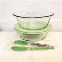 2 Martha Stewart oval glass deep baking dishes & 1