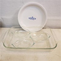 Pyrex Corning baking dishes: 3 oval, 1 cup baking
