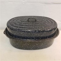 Enamel Roaster Pan with lid 19" X 13" X 5"