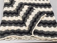 Gray, black, cream color 62" X 60" fancy yarn...