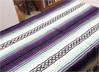 Teal, purple, white 52" X 76" blanket & corduroy